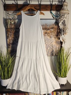 Joie White Cotton Maxi Dress Sleeveless